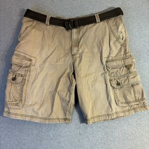 Men’s Lee Dungarees Cargo Shorts Size 42 Khaki Tan Cotton Belted